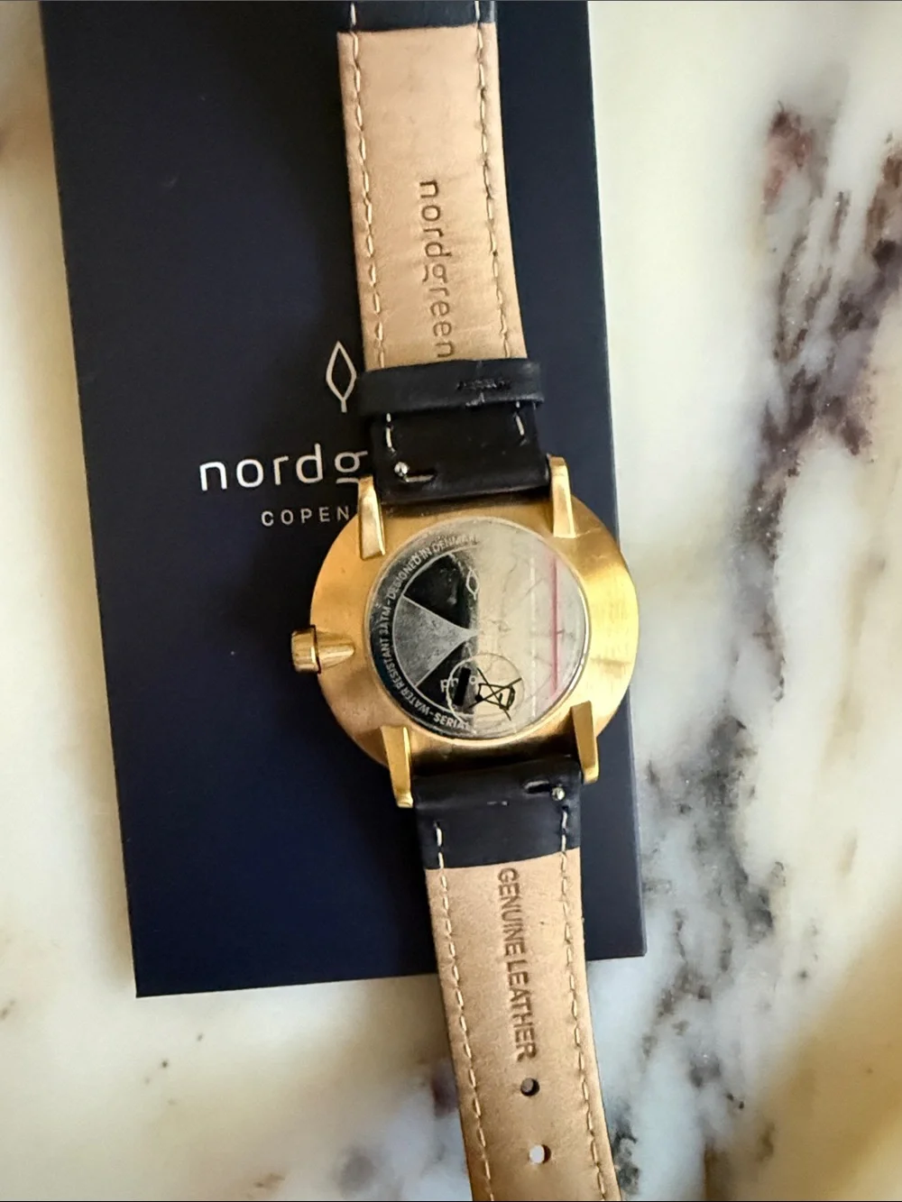 Nordgreen Native 36mm Women's Watch — Black Leather Strap & Gold Case